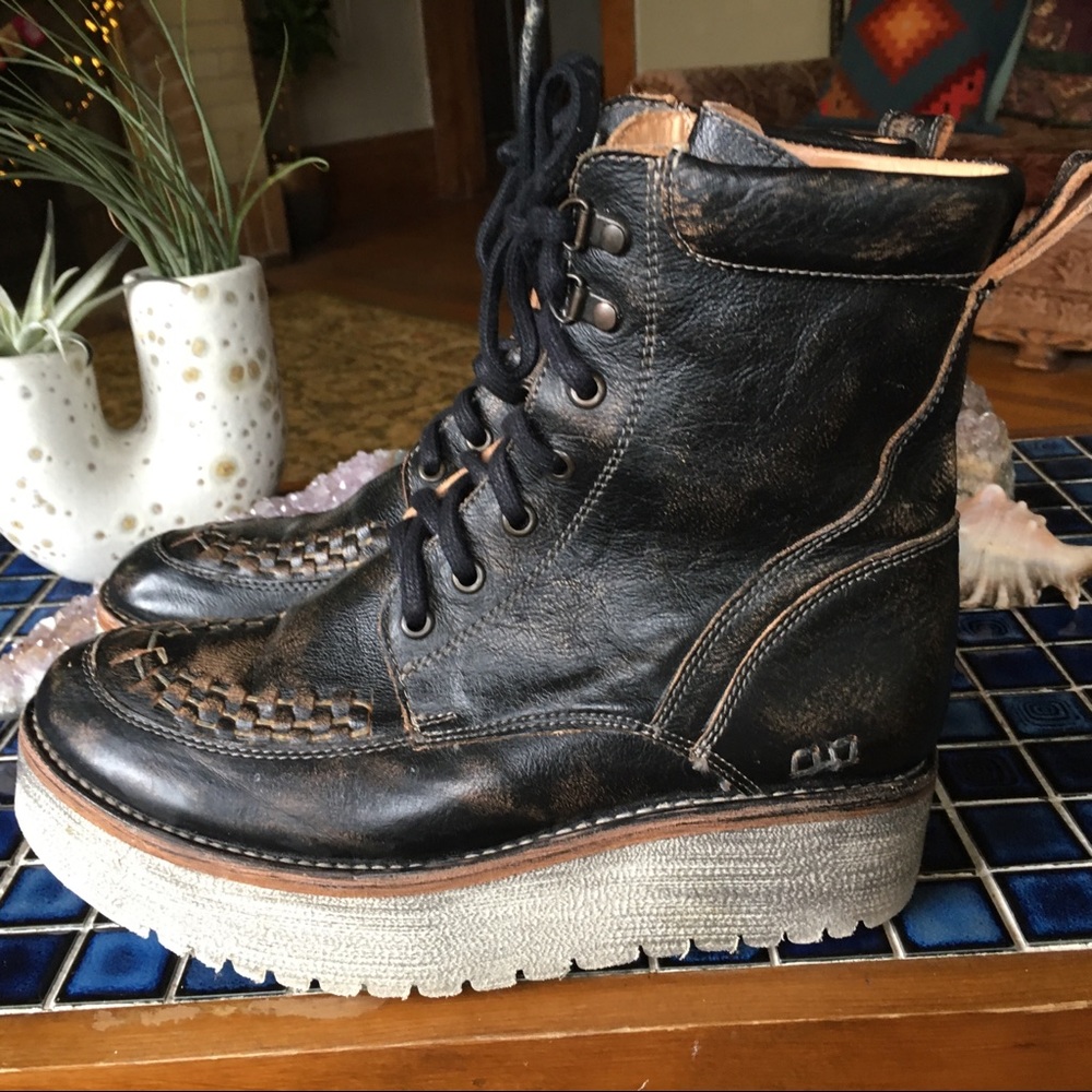 Bed Stu Black Whitewashed Lace Ups